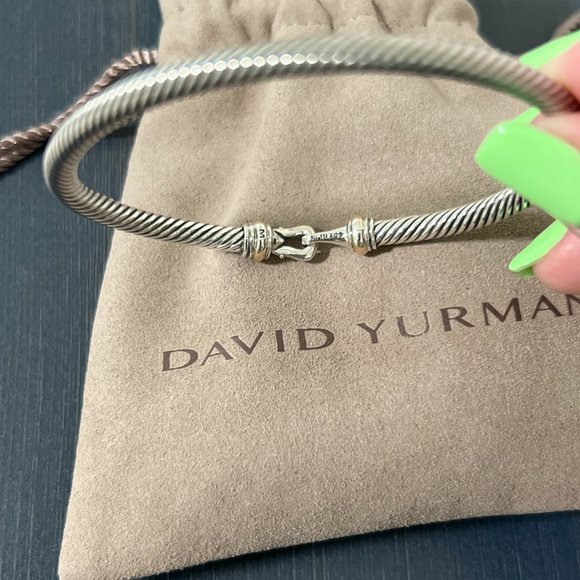 David Yurman 4mm Buckle Cable Cuff Bracelet in Sterling Silver and 18k Gold - Picture 3 of 4